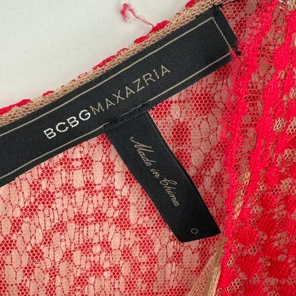 BCBG Dress Red Berry Rochelle Scallop Lace Size 0 BCBGMAXAZRIA - Picture 5 of 8